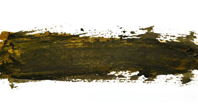 Abstract organic textured brush stroke with earth tones on transparent background