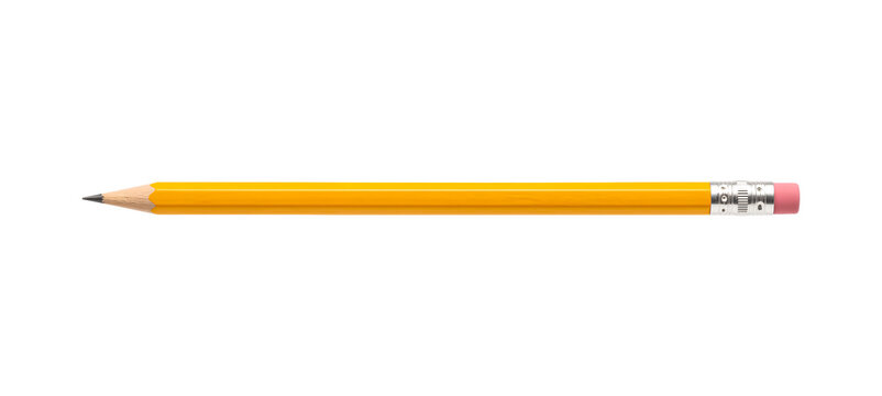 Yellow Pencil Isolated on Black Background - Classic Graphite Writing Tool for School, Office, and Creative Design PNG