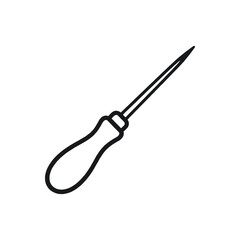 Obraz premium Awl Icon Vector Illustration Isolated on White Background Simple Line Art Style Graphic Tool Symbol for Manual Craft Leather Work Construction Hardware Equipment Design Element