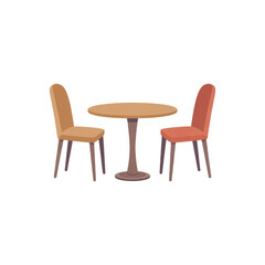 Fototapeta premium Cozy dining set with two chairs and round table, perfect for intimate meals or cafe seating.