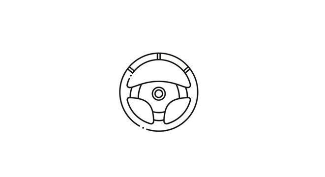 A simple black and white line art illustration of a generic vehicle steering wheel