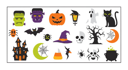 Fototapeta premium Halloween Icon Set with Spooky Characters and Symbols
