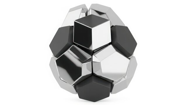 3d geometric polyhedron made of cubes and hexagons