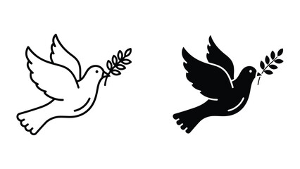 Fototapeta premium Flying Peace Doves Silhouette Line Art Vector Illustration for Harmony and Unity