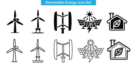 Renewable energy icons set for green technology © Paresh