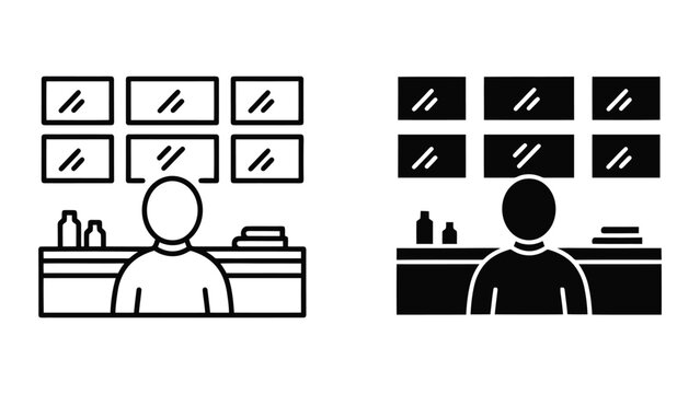 Security Guard Monitoring Multiple Screens in a Control Room Vector Illustration Style