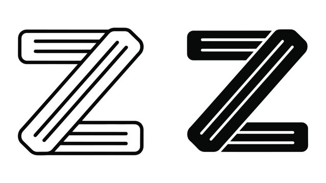 Modern Letter Z Alphabet Icon Set in Flat Line Art Style Vector Illustration