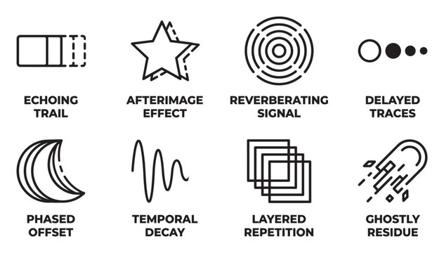 Abstract icons for echo trail phased offset and temporal decay effects.