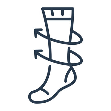 Line art compression sock icon with circulation arrows medical consultation