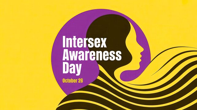 Intersex Awareness Day concept with silhouette of person on yellow background