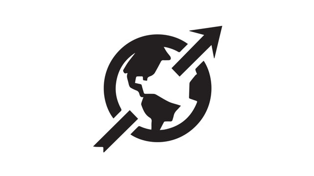 Global Business Growth Icon with Earth and Upward Arrow for International Market Expansion Vector
