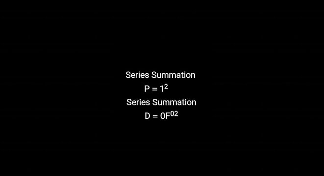 Mathematical Series Equations Presented on a Dark Expanse Showcasing Formulas for P Equal to J Squared and D Equal to G Times R Raised to the Power of N Evoking Concepts of Calculus and Algebraic Comp