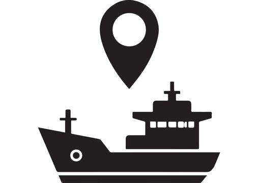 Harbor Location Pin Icon for Port Navigation, Maritime Transport and Shipping Logistics Vector