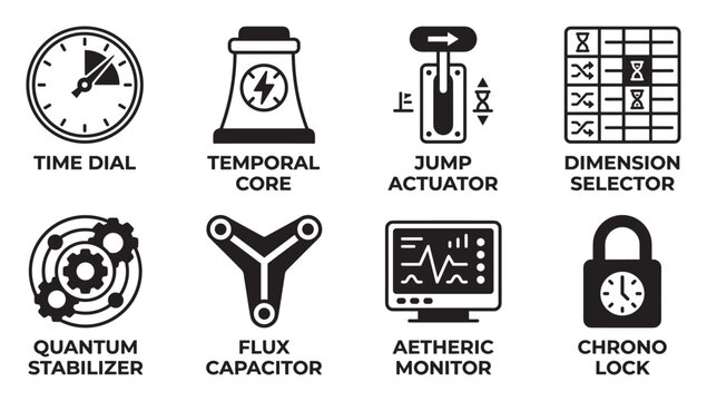 Time travel and temporal manipulation devices chrono lock flux capacitor jump actuator.