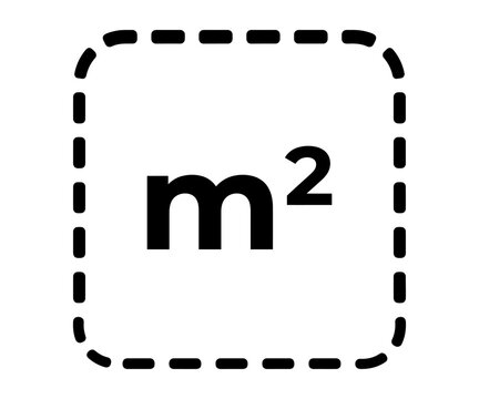 Dotted square meter m2 area measurement vector icon silhouette