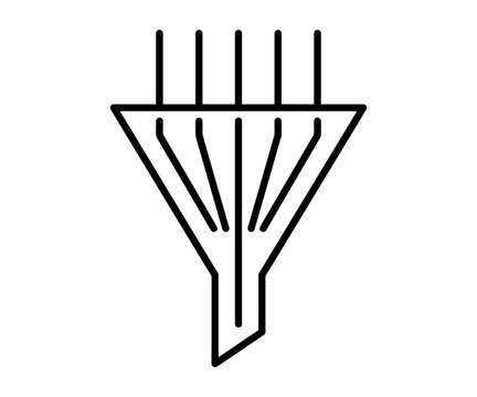 Data filter funnel incoming data sorting vector icon silhouette