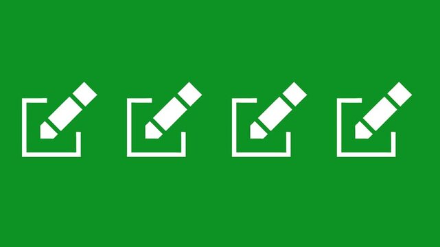 Minimalist digital edit icon animation sequence on a green screen background.