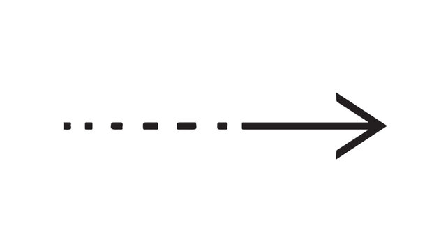 Dotted Right Arrow Icon for Navigation, Direction, Workflow, Process Flow and User Interface Design Vector