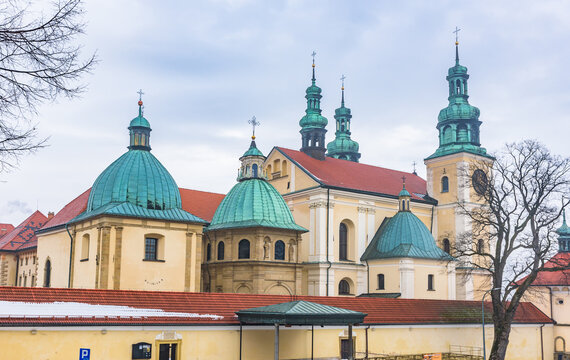 Mannerist architecture of Bernardine Monastery and Basilica in Kalwaria Zebrzydowska, Poland, UNESCO World Heritage Site in winter