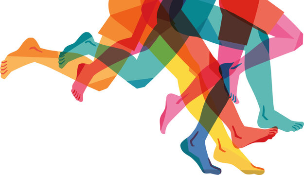 Abstract Colorful Running Legs with Motion Effect Sports Vector Illustration