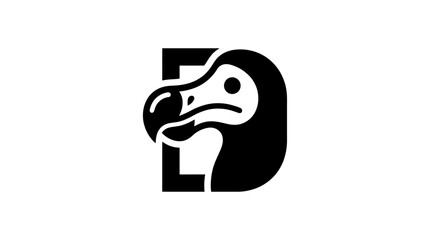 Dodo bird head profile integrated with letter D. © Nur