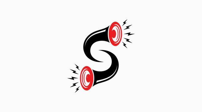Dynamic letter S logo with megaphone speaker elements.