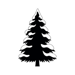 Obraz premium Silhouette of a Snowy Pine Tree.