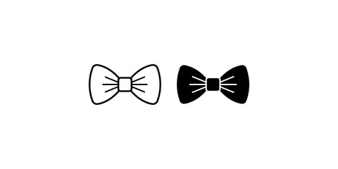 Fototapeta premium Minimalist bowtie icons in outline and solid black styles isolated on a plain white transparent background for professional design projects