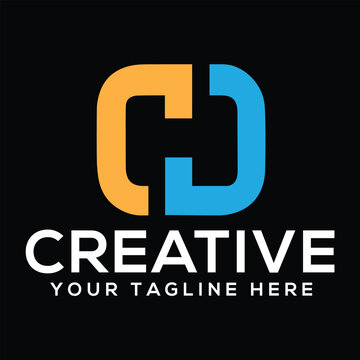 Modern Letter C, D, and H Monogram Logo Template, Minimalist CDH HDC Initial Icon on Black Background