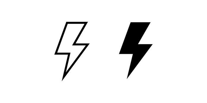 Set of black lightning bolt vector icons isolated on a white background for easy editing with a transparent background style for web graphic design