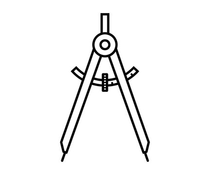 Drawing compass geometry tool architect drafting vector icon silhouette