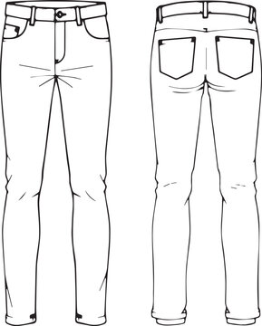 vector illustration of a set of fashion girls I technical sketch pant black and white templete