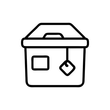 Tea bag single icon isolated on white background. Simple line art tea bag concept. Graphic element for packaging, menu, store, caf&eacute;, breakfast, beverage. Vector symbol design