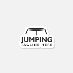 Fototapeta premium Jumping Trampoline logo sticker isolated on gray background