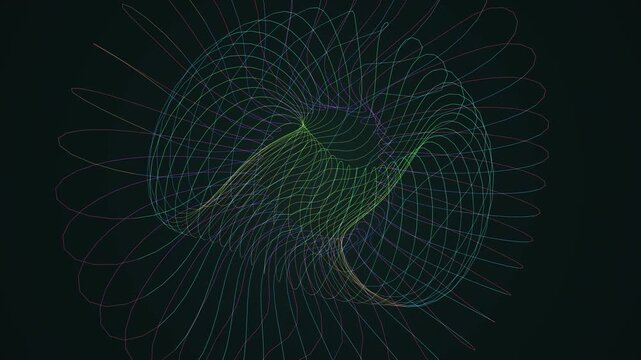 Seamless 4K loop of a glowing copper clifford torus morphing through an abstract topology field in crisp volumetric detail. Ideal for corporate background, science background. 4K UHD.