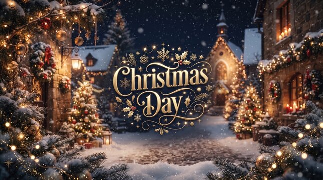 Christmas Day abstract background 2026 Elegant christmas day festive text design with holiday decorations and glittery background