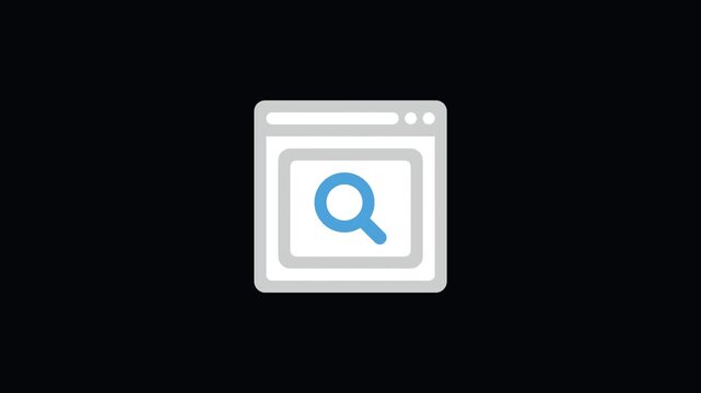 Window Icon with Search Magnifying Glass and Mouse Click for Web Search Engine, SEO, and Finding Data