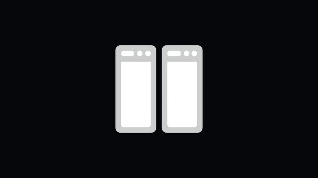 Animated Dual Smartphone Screens Icon with Mouse Click for Mobile Comparison, Multi Tasking, and App Testing