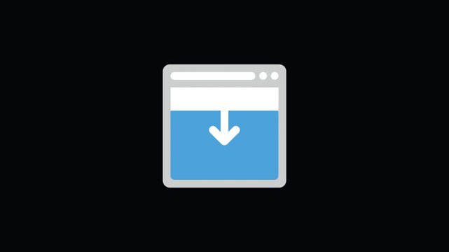 Animated Browser Window Icon with Down Arrow for Slide Down Panel, Page Scroll, and Dropdown Content
