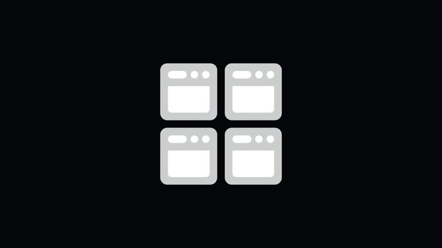 Animated Browser Windows Grid Icon with Mouse Click for Multi-Tasking, Multiple Tabs, and Layout Views