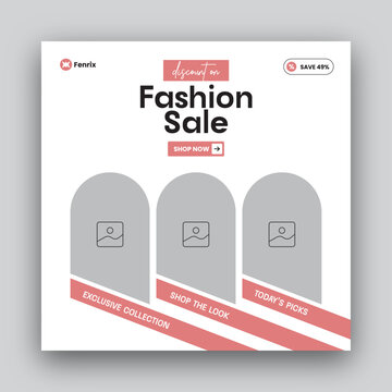 Fashion sale social media post web banner design template 