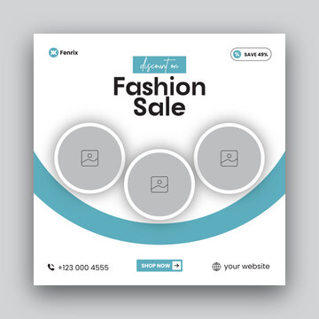 Fashion sale social media post web banner design template 