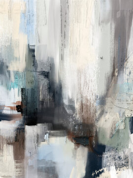 Expressive modern abstract painting with dynamic gestural brushstrokes and painterly texture