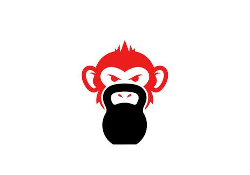 Bearded monkey mascot head logo.