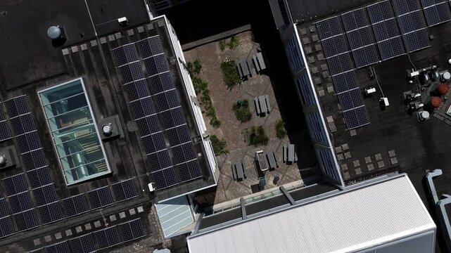 Aerial Drone View of RSG Slingerbos School Campus in Harderwijk During Summer Vacation rotating shot