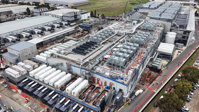 Aerial view of data center construction site