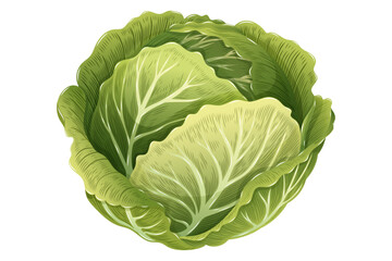 Obraz premium Green Cabbage Head Vegetable Clipart Illustration