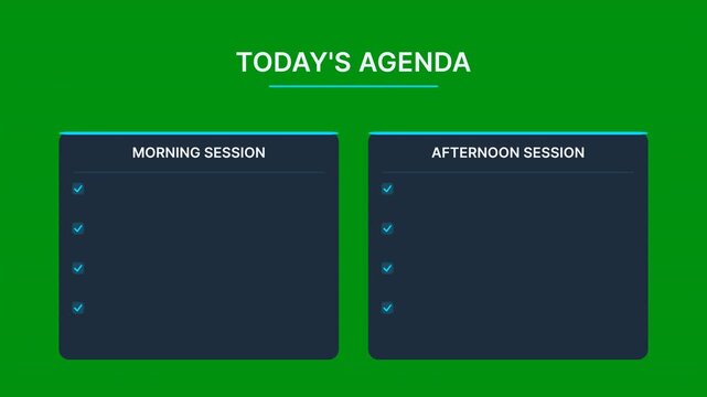 dual column business agenda template with morning and afternoon session lists, perfect for
