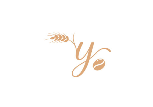 Script letters yo with wheat and coffee bean.