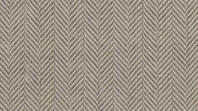 Closeup of a neutral beige and grey herringbone fabric texture